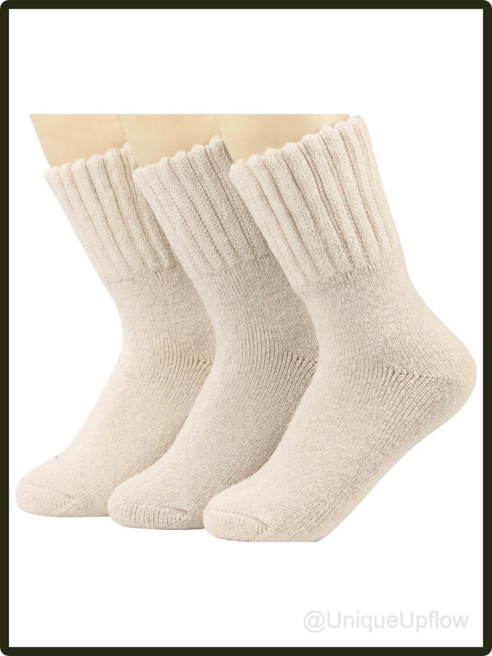 Weweya Thick Knit Winter Socks for Women Calf Length Warm Crew Socks